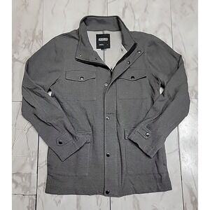 Ezekiel Jacket Mens Medium Gray Herringbone Lined Field Jacket Zip EJ-094146K